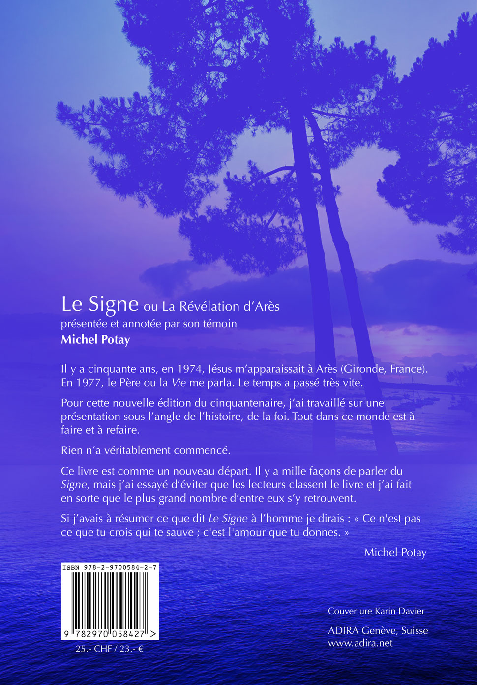 Dos du livre Le Signe ou La Révélation d'Arès