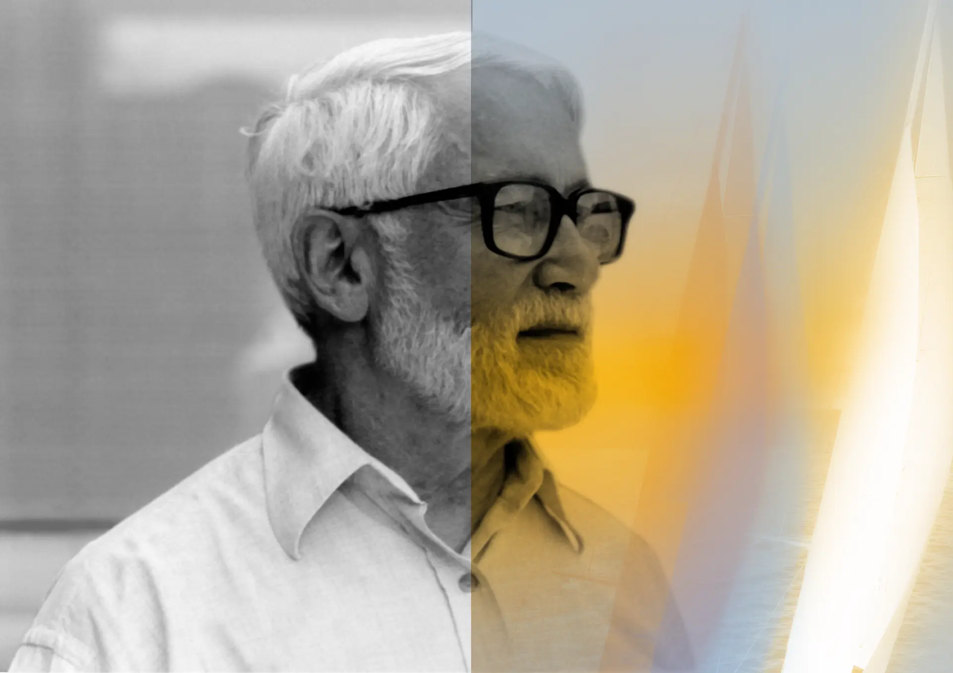 Michel Potay devant des voiles lumineuses